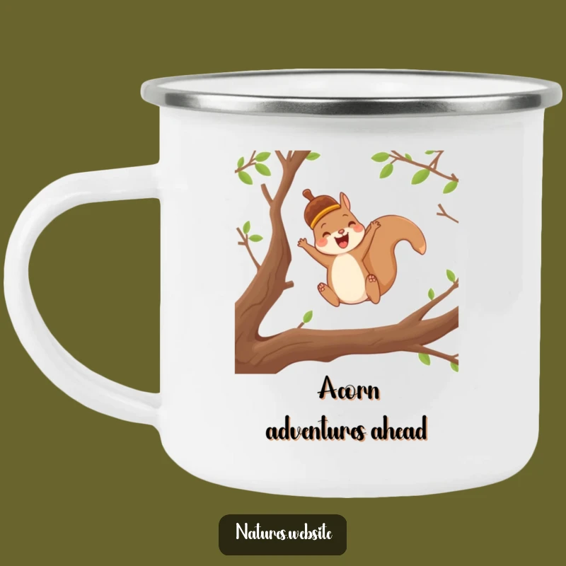 Funny Squirrel Acorn Camping Mug: Joyful Character Outdoor Gift