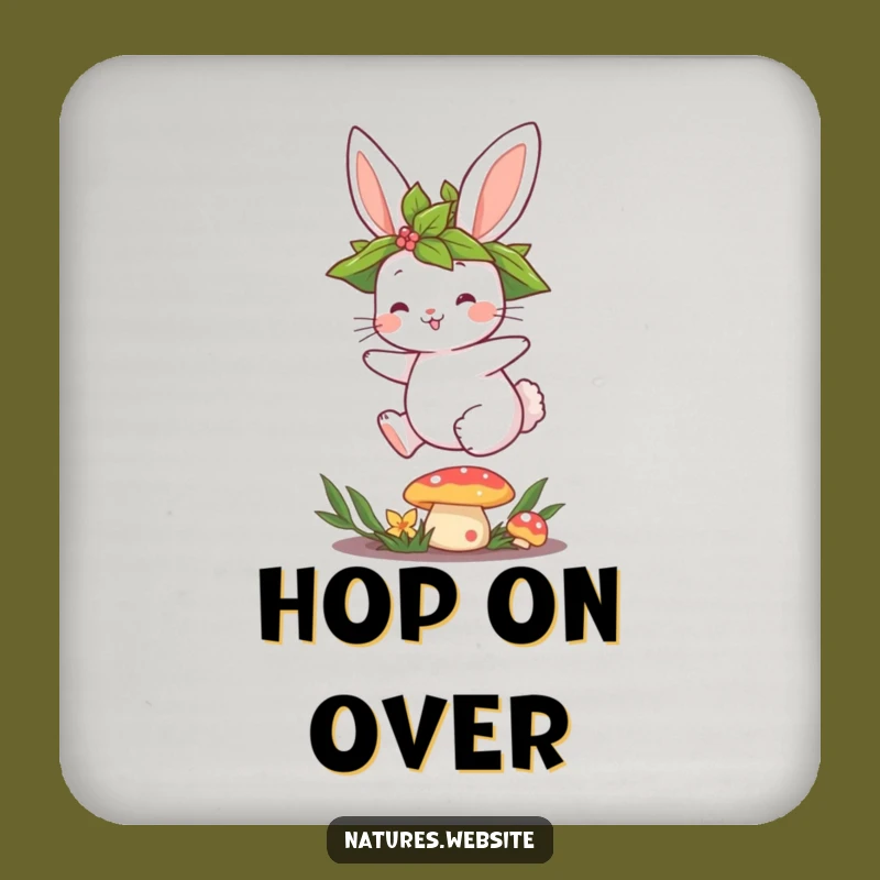 Funny Bunny Mushroom Coaster: Cute Character Drink Protector Gift