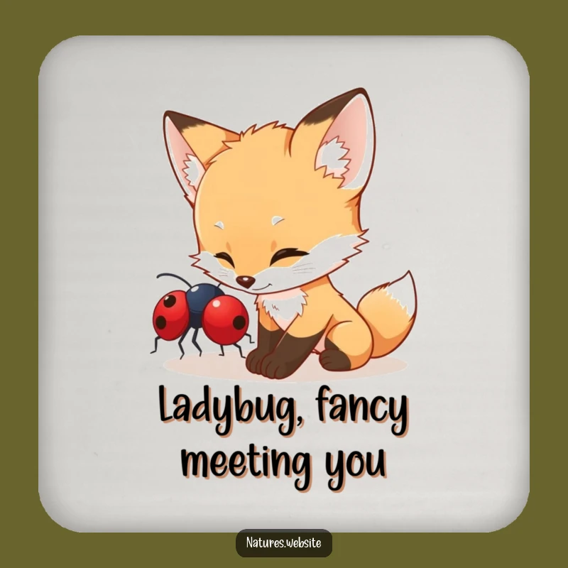 Funny Fox Cub Coaster: Gentle Nudge Protection - A Hilarious Table Gift