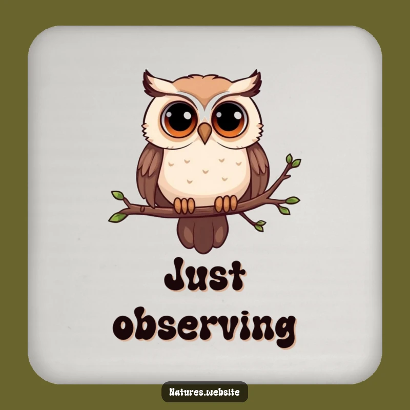 Funny Curious Owl Drink Coaster: Protect Surfaces with Wise and Whimsical Humor