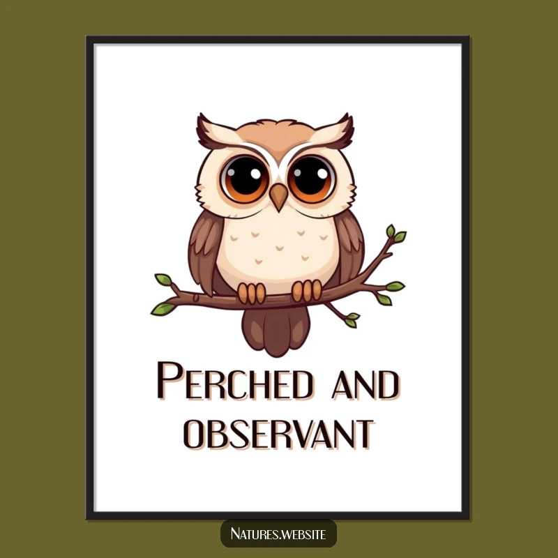 Funny Curious Owl Poster: Bring Wise Whimsy and Humor to Your Walls