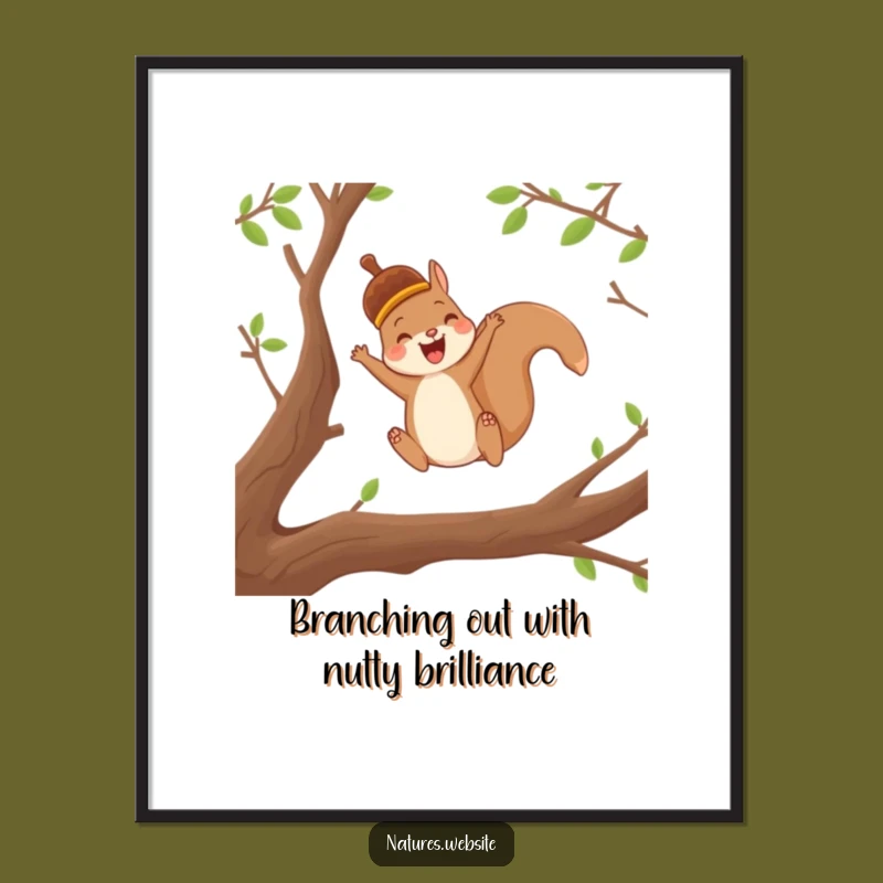 Free Printable Wall Art: Funny Squirrel Acorn Cap Downloadable Decor!