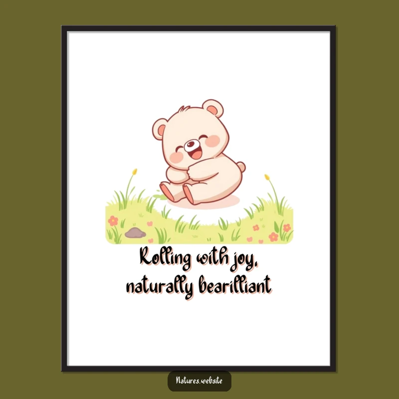 Free Printable Wall Art: Funny Bear Cub Rolling Downloadable Decor!