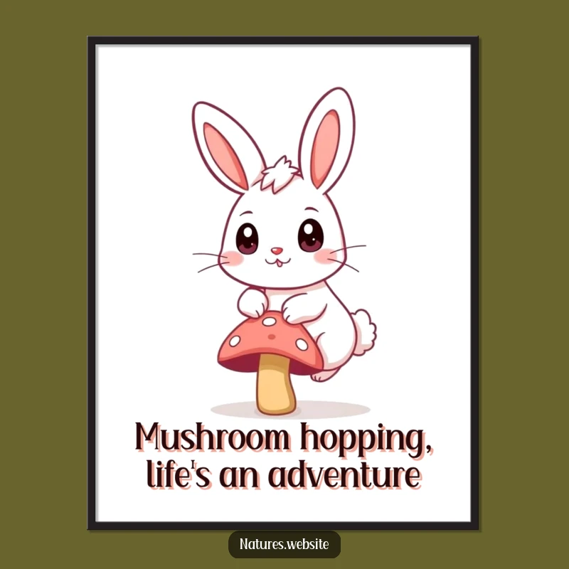 Funny Free Printable Wall Art: Bunny Hopping Mushroom Downloadable