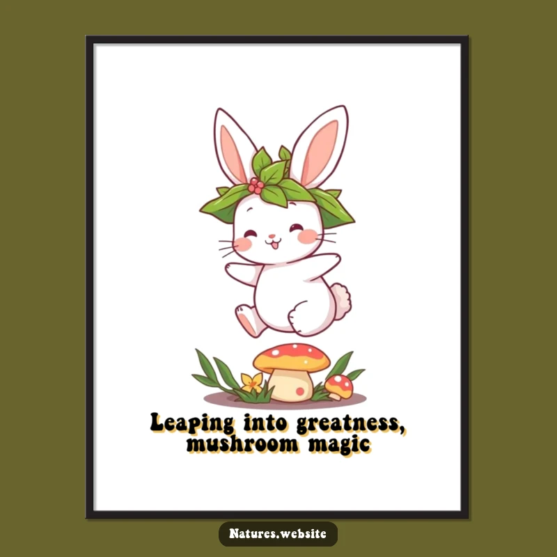 Free Printable Wall Art: Funny Bunny Mushroom Hop Downloadable Decor!