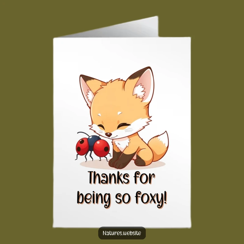 Free Printable Fox Thank You Card: Cute Ladybug Nudge Downloadable Gift!