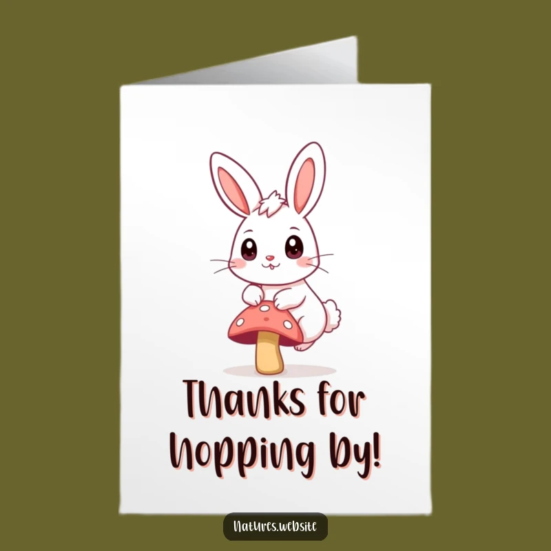Free Printable Thank You Card: Happy Bunny & Mushroom Funny