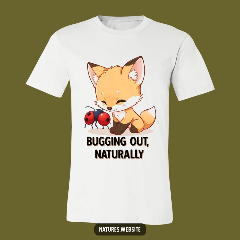 Funny Fox Cub T-Shirt: Curious Ladybug Play - Cute & Humorous Gift Tee
