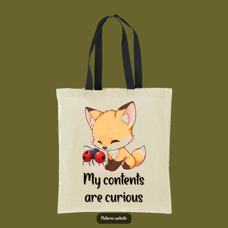 Funny Fox Cub Tote Bag: Ladybug Discovery - A Hilarious & Charming Gift