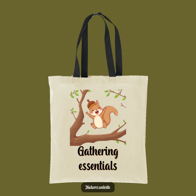 Funny Squirrel Acorn Tote Bag: Joyful Character Carry-All Gift